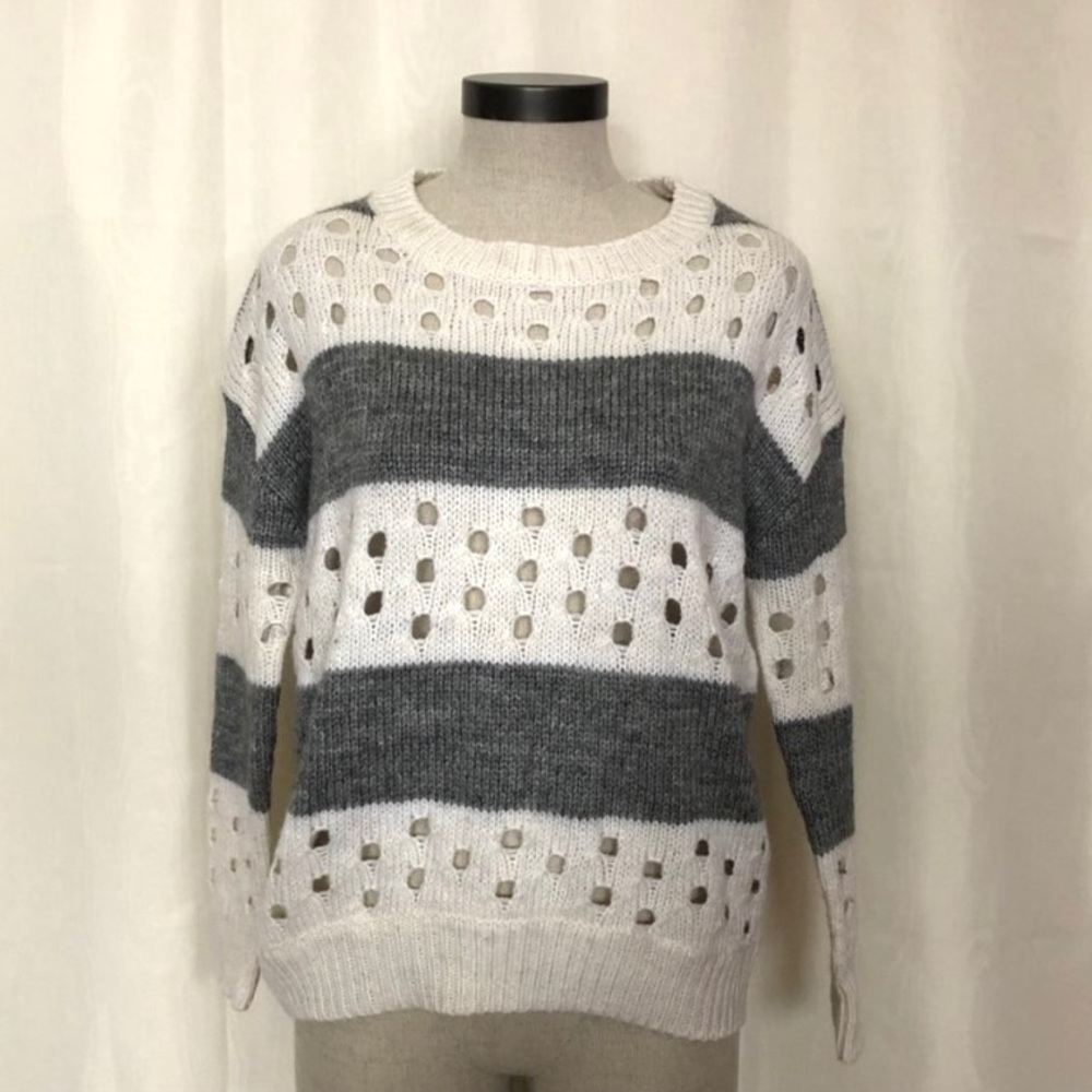 Lush Gray and White Sweater